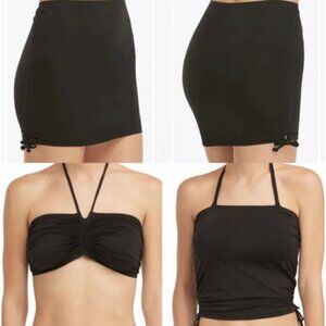 SPANX Solid Black Swim Transformation Adjustable Tube Top Skirt NWT Size Medium